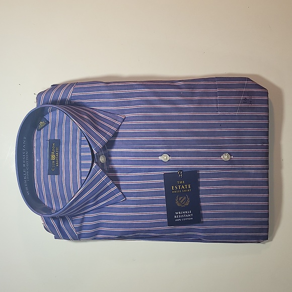 Club Room Mens Sage And Blue Gingham Short Sleeved Dress Shirt Blue Size 14 5 main image 0